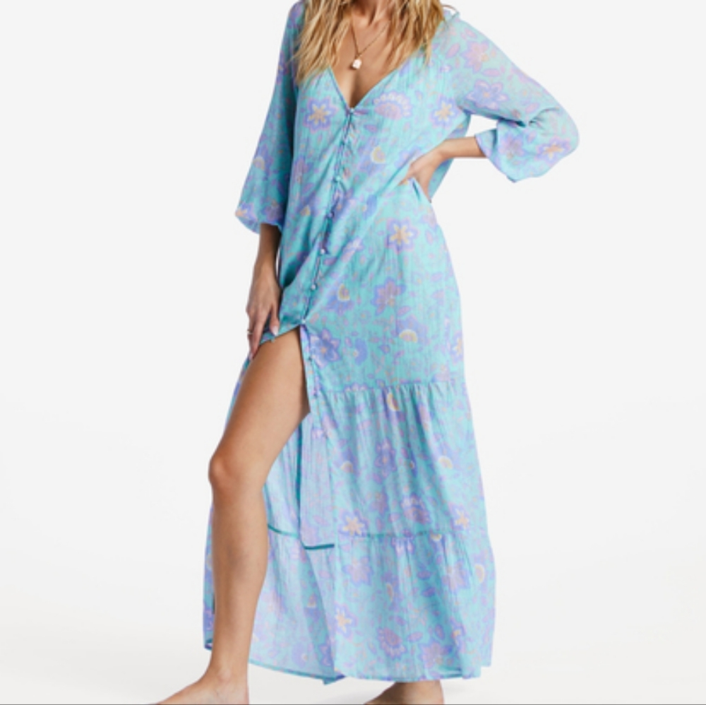 Billabong Daring Heart Maxi Dress sz M/10 Blue NWT